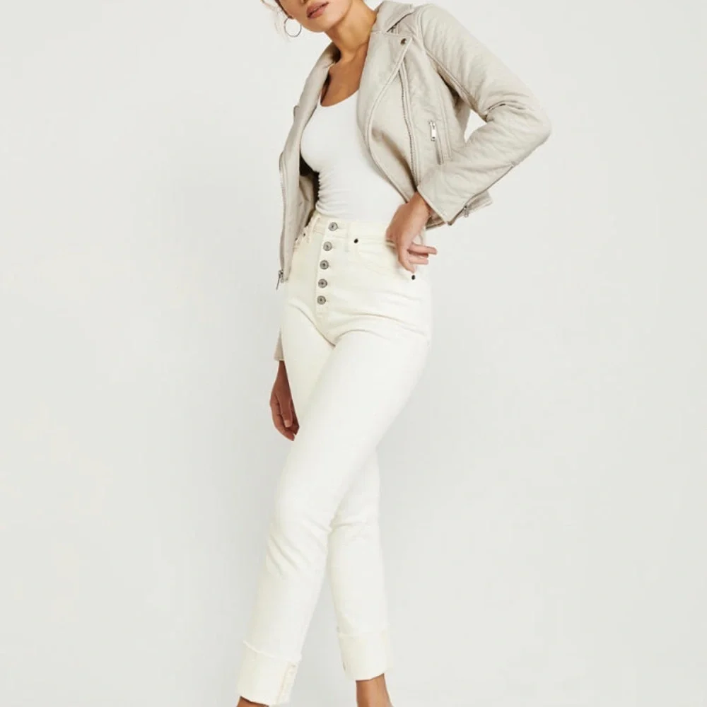 Abercrombie & Fitch Cream Moto Jacket - Picture 2 of 10